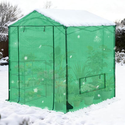 COOS BAY 6x6 FT Portable Walk-in Greenhouse, Pop up Outdoor Green House with Power Access Openings