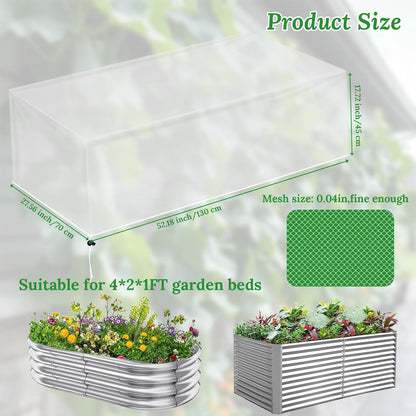 2 Pack Garden Netting for Raised Beds,Durable Ultra Fine Mesh Plant Covers with Drawstring to Keep