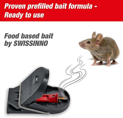 SWISSINNO Mousetraps & Mice Traps for Home - PRO SuperCat - 4 Traps – Pre-Baited Snap Traps with
