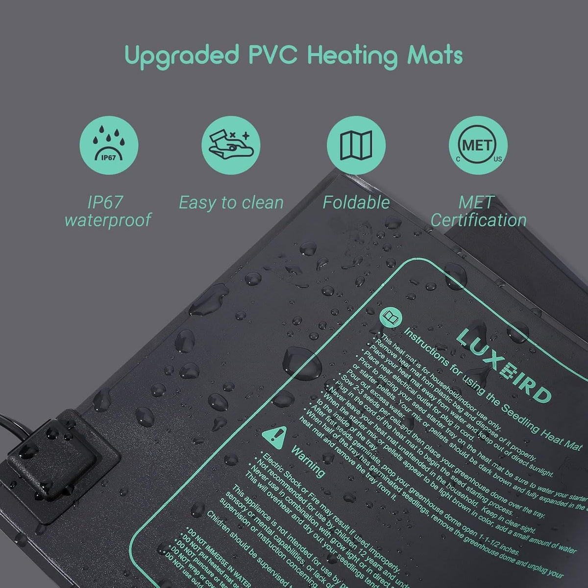 LUXBIRD 2 Pack 10"x 20.75" Seedling Heat Mat and Digital Thermostat Controller Combo Set (120v US