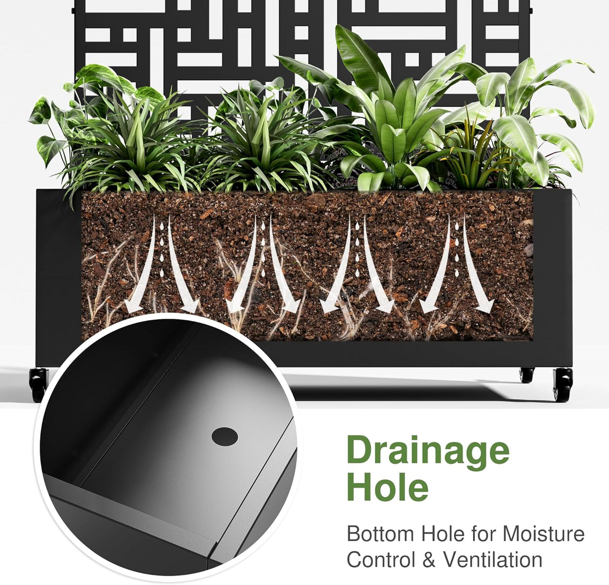Casaphoria Metal Raised Garden Bed with Trellis and Wheels, 72"x35"x16" Arched Planter Box for