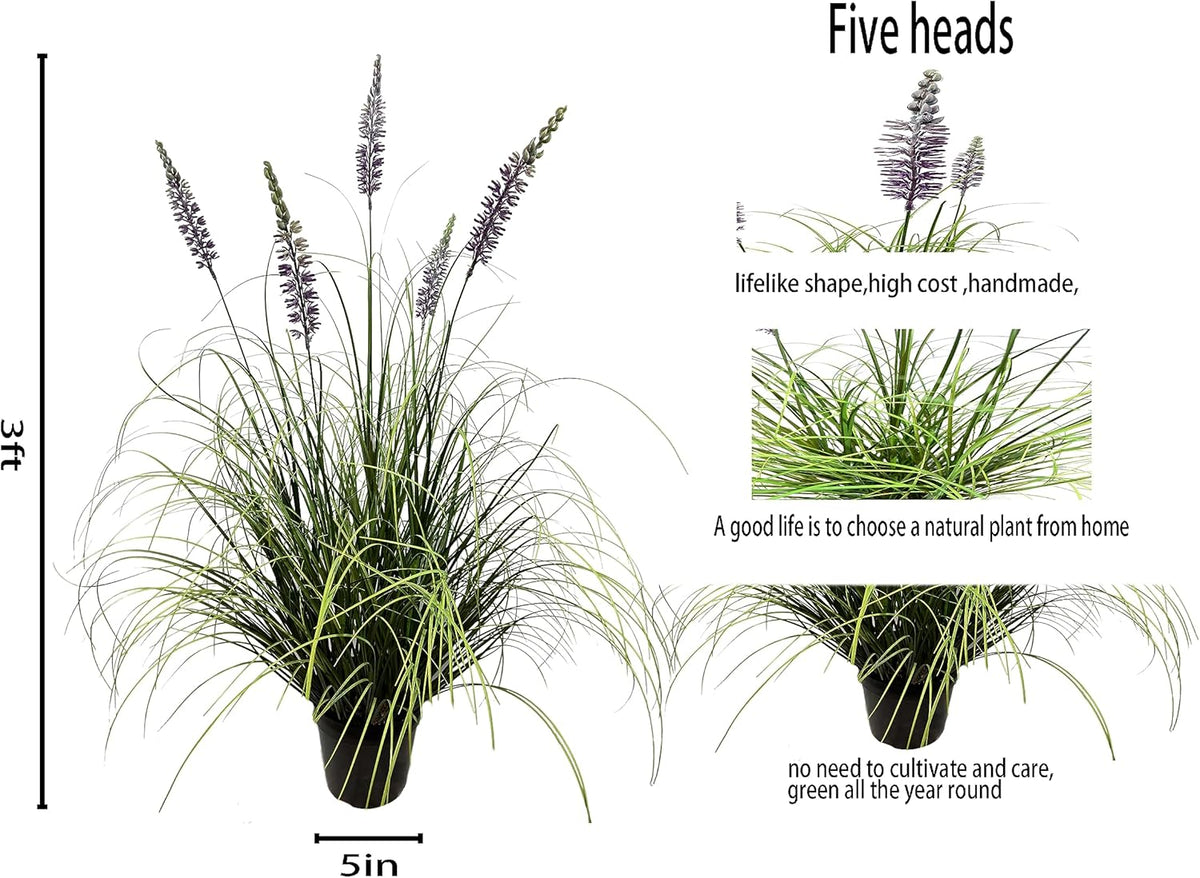 Artificial Lavender Plant 35in (2 Pack) - Tall Faux Indoor Home Decorative Plants & Flowers in Pot