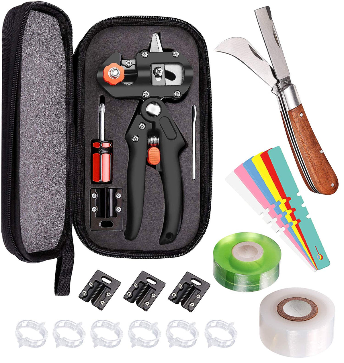 Professional Grafting Tool Kit - 3-in-1 Pruner with SK5 Blades, Grafting Knife, Tapes, Labels &