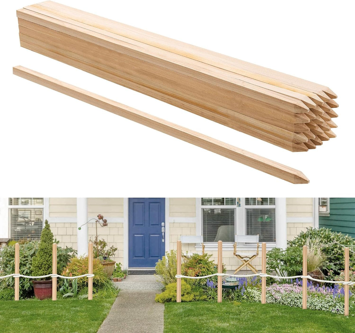 VEVOR Wooden Garden Stakes, 25 Pcs 36x0.75x0.75 in Survey Grading Stakes, Garden Ground Stake with