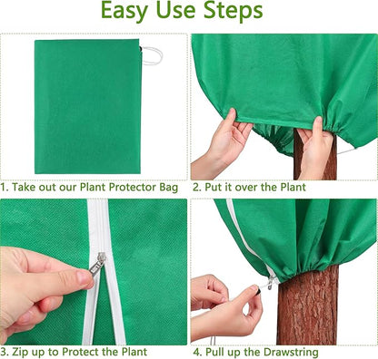 10 Pieces Plant Covers Freeze Protection Winter Plant Frost Cover with Drawstring and Zipper Large