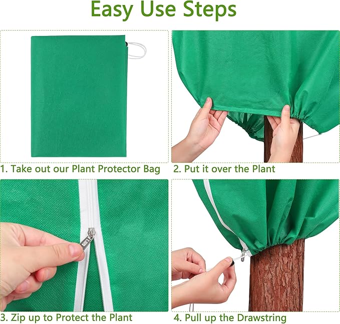 10 Pieces Plant Covers Freeze Protection Winter Plant Frost Cover with Drawstring and Zipper Large