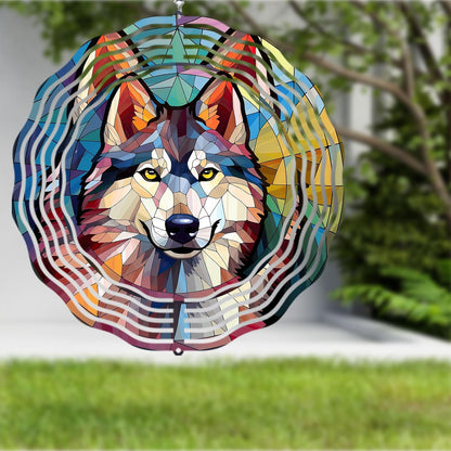 Husky Wind Spinner Pet Dog Memorial Gifts 3D Aluminum Metal Kinetic Hanging Wind Sculpture Spinners