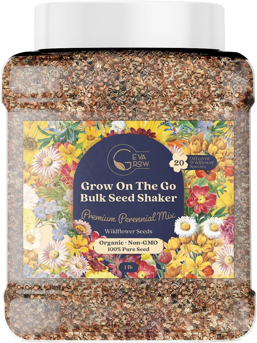Bulk Wildflower Seed Shaker – Perennial Flower Seeds Mix to Plant Anywhere, by Geva Grow | 20