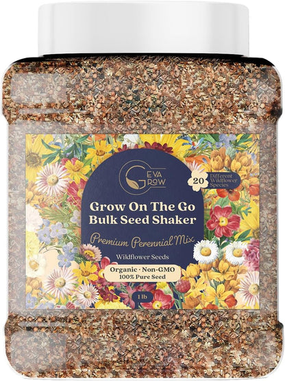 Bulk Wildflower Seed Shaker – Perennial Flower Seeds Mix to Plant Anywhere, by Geva Grow | 20