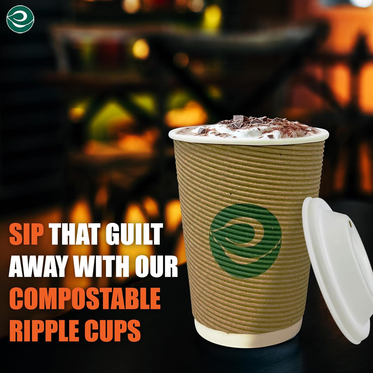 ECO SOUL 16oz Compostable Ripple Cups (50 Pack) – Biodegradable Paper Cups, Non-Toxic Disposable