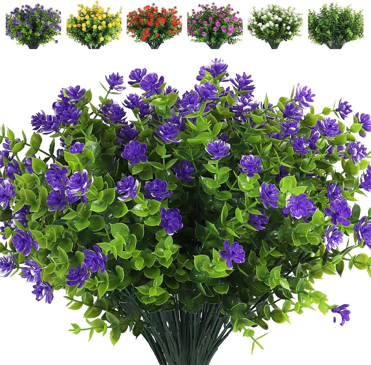 RECUTMS Artificial Flowers Outdoor Plastic 8 Branches Faux Plastic Corn-Flower Greenery Shrubs