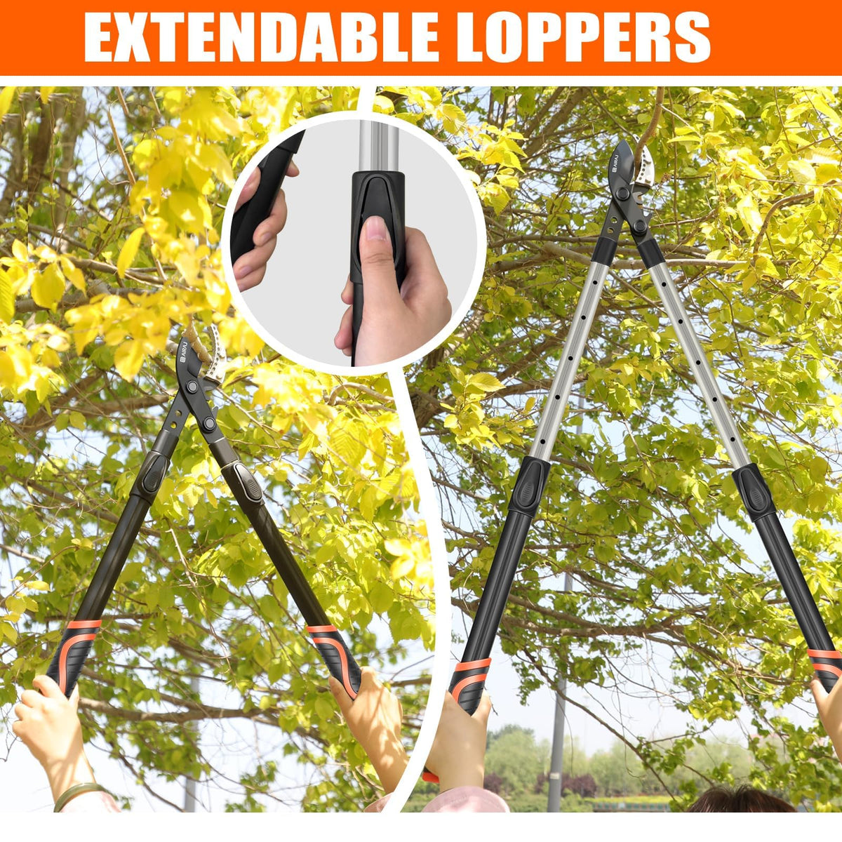 AIRAJ 26-39'' Extendable Anvil Loppers,Heavy Duty Branch Cutter up to 2.75'' Cut Capacity, Tree