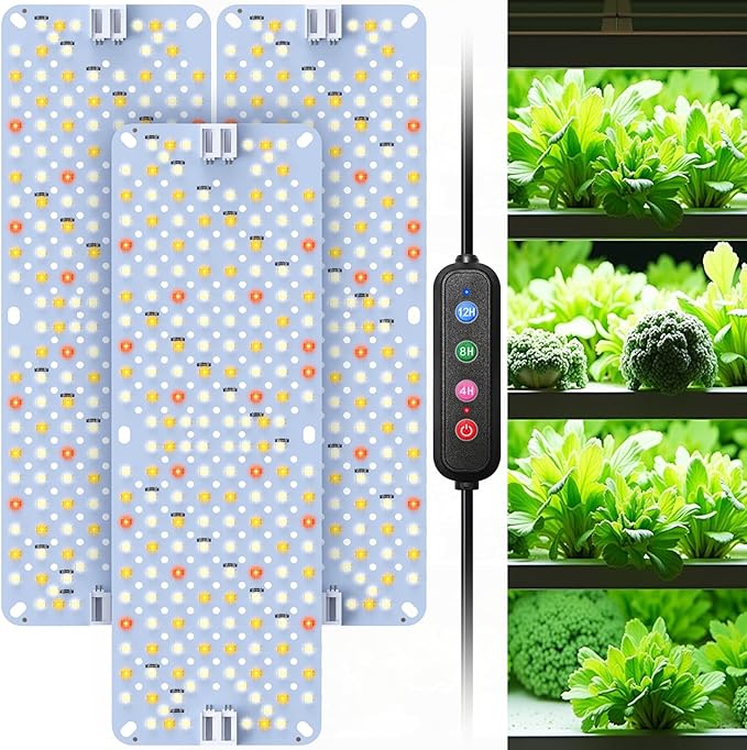 36W(Acutal Power) Full Spectrum Grow Lights for Indoor Plants – 4/8/12/16/20H Timer, 192 LEDs Per