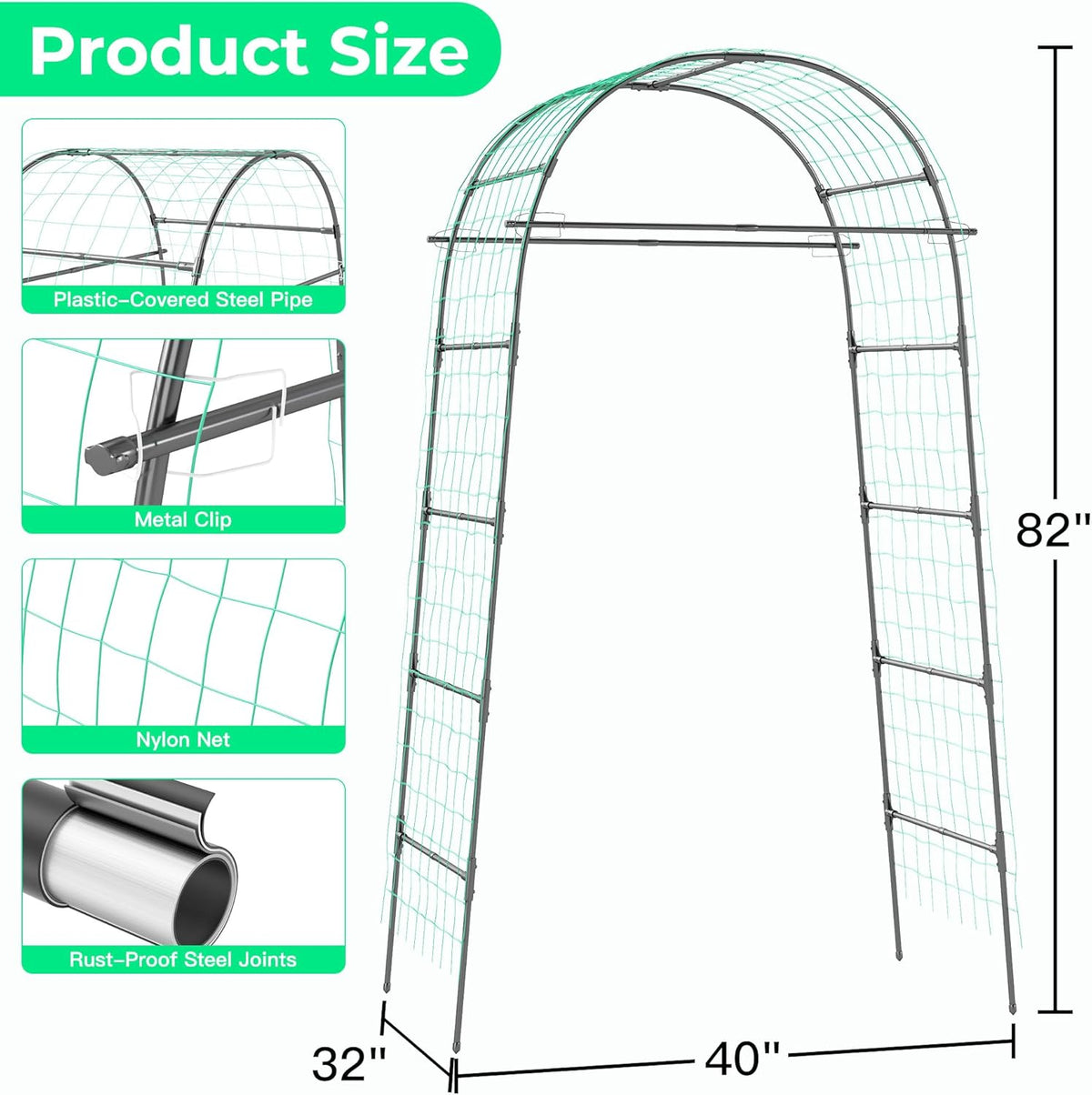 Garden Arch Trellis for Climbing Plants, 82 Inch Tall Grape Trellies for Outdoor,Flower Vegetable