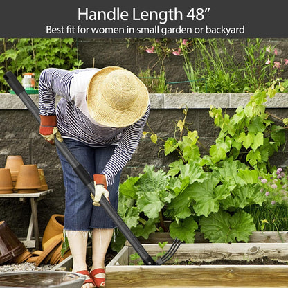 Hoe and Cultivator Gardening Hand Tools, Heavy Duty Stainless Steel Garden Hoe and 3 Fork Hand