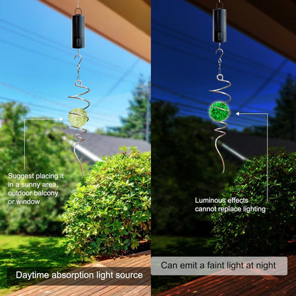 Glow in The Dark Gazing Ball Spiral Tail - Wind Spinner Stabilizer with Glow Glass Ball & Swivel