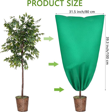 10 Pieces Plant Covers Freeze Protection Winter Plant Frost Cover with Drawstring and Zipper Large