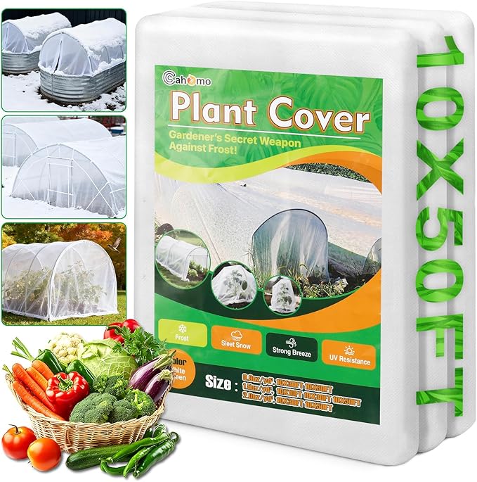 White Plant Covers Freeze Protection, 10 x 50 ft - 1.5 oz/yd² Frost Cloths for Outdoor Plants, Tree