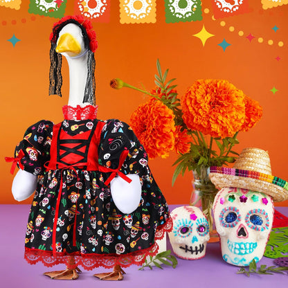 Suzile Halloween Goose Outfit Dresses Clothes for 23" Dia De Los Muertos Cement or Plastic Porch