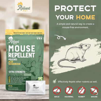 Mouse Repellent Pouches - Rodent Repellent Made in USA (12 Pouches) - Keep Rodents Out of Cars