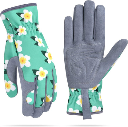 Womens Gardening Weeding Working Gloves, Leather Garden Glove for Women Thorn Proof No Stab for