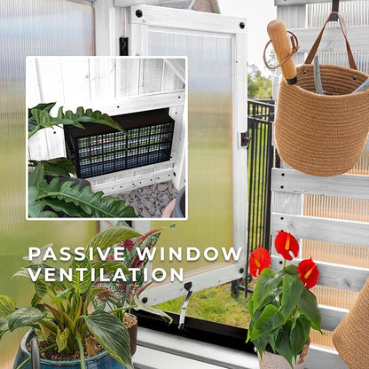 Backyard Discovery Willow 9' x 6' White Cedar Wood and Polycarbonate Walk-in Greenhouse Kit with