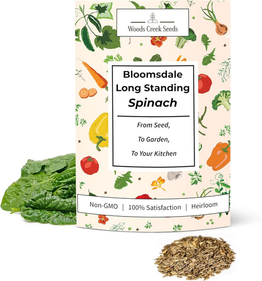 Woods Creek Seeds: Bloomsdale Long Standing Spinach Seeds for Planting - Over 400 Heirloom Spinach