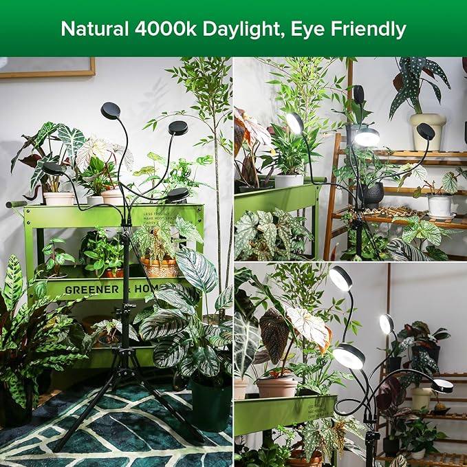 SANSI Grow Lights for Indoor Plants, 4 Head Dimmable Plant Lights for Indoor Growing, 40W 35"-65"