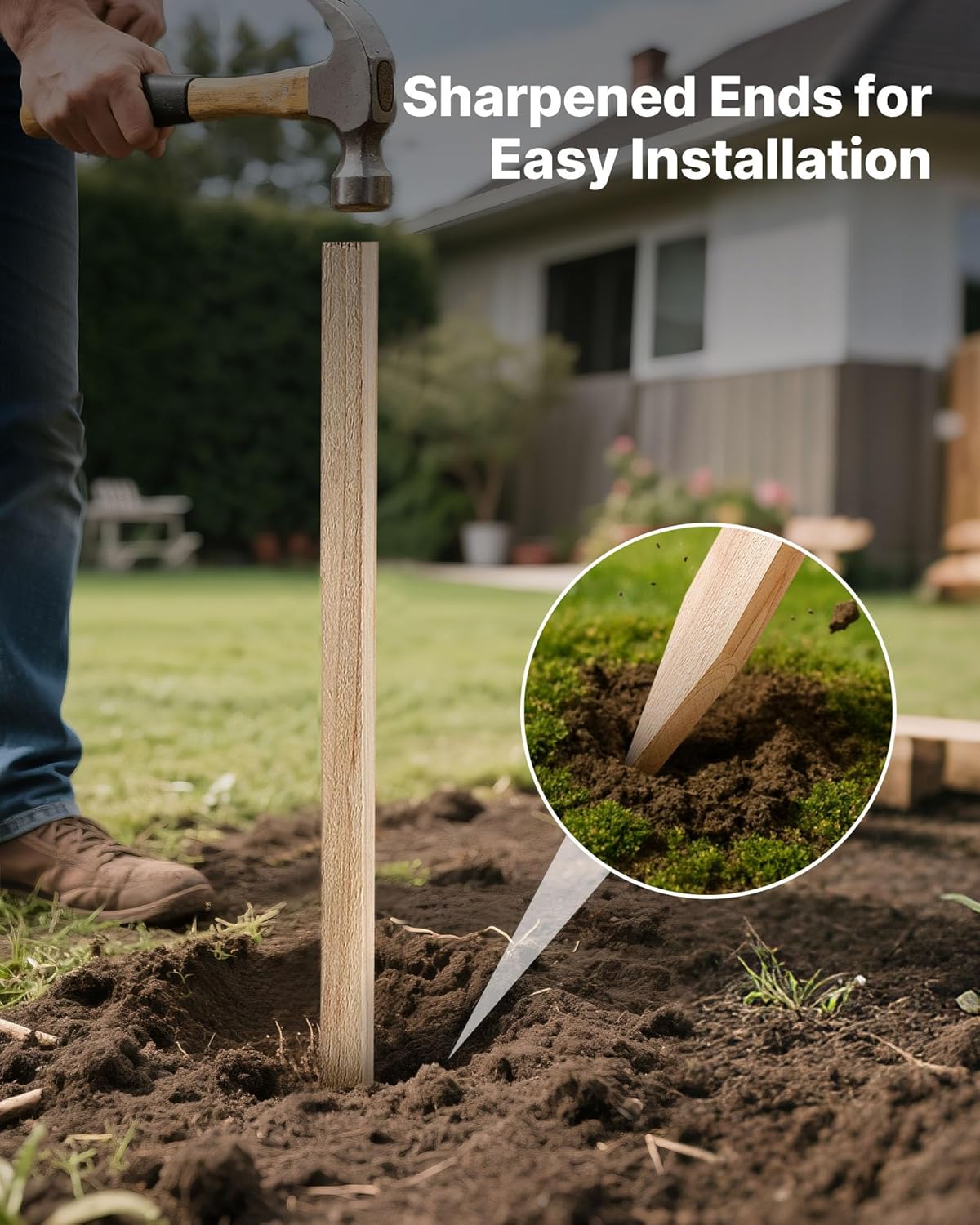 VEVOR Wooden Garden Stakes, 25 Pcs 48x0.5x0.69 in Survey Grading Stakes, Garden Ground Stake with