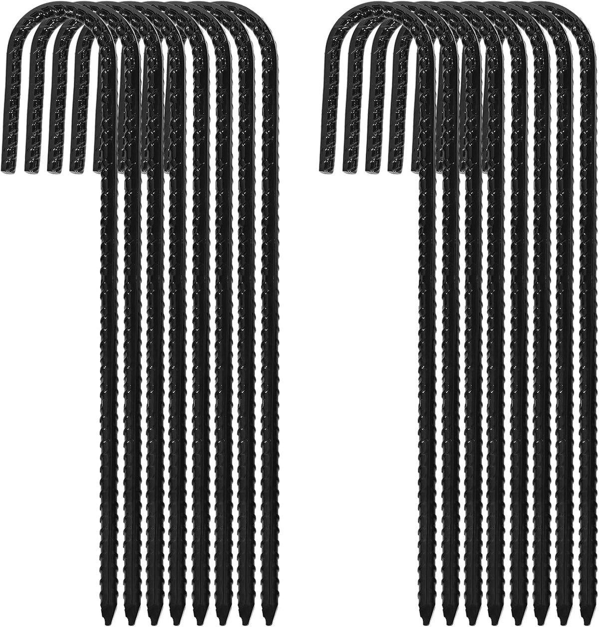 ERYTLLY 12In Rebar Stakes J Hook Heavy Duty Galvanized Metal Stakes for Ground Barrel Soil Tent