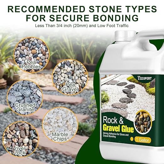 Teexpert 2 Gallon Rock Glue for Landscaping – Strong Pea Gravel Binder & Stone Adhesive for
