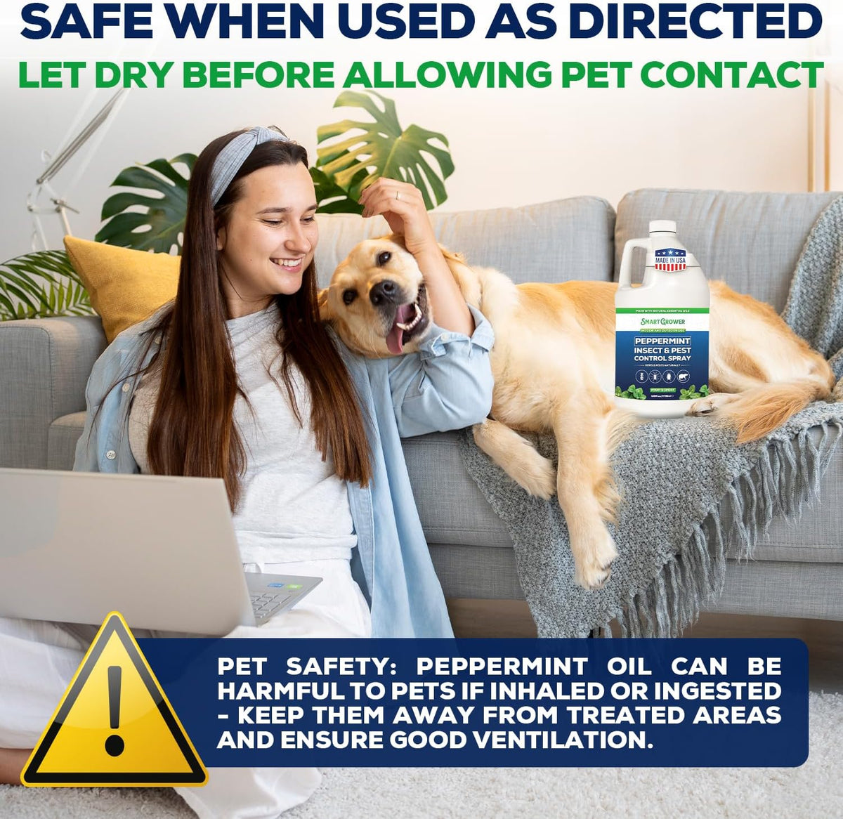 All Natural Peppermint Oil Insect & Pest Control Spray Repels Mice, Spiders, Ants, for Home