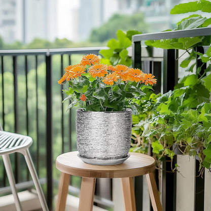Ceramic Flower Pot - 7 Inch Ceramic Plant Pot for Indoor Flowers, Modern Outdoor Round Planter with