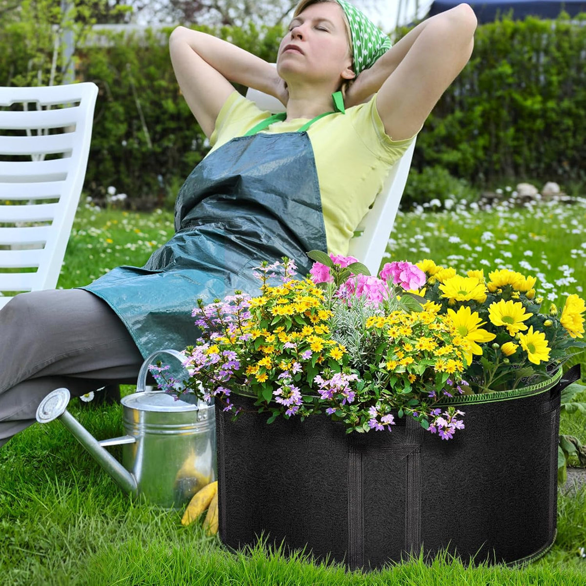 Grow Bags of 3-Pack 50 Gallon, Garden Planter Bags with Handles, 320GThickened Nonwoven Fabric