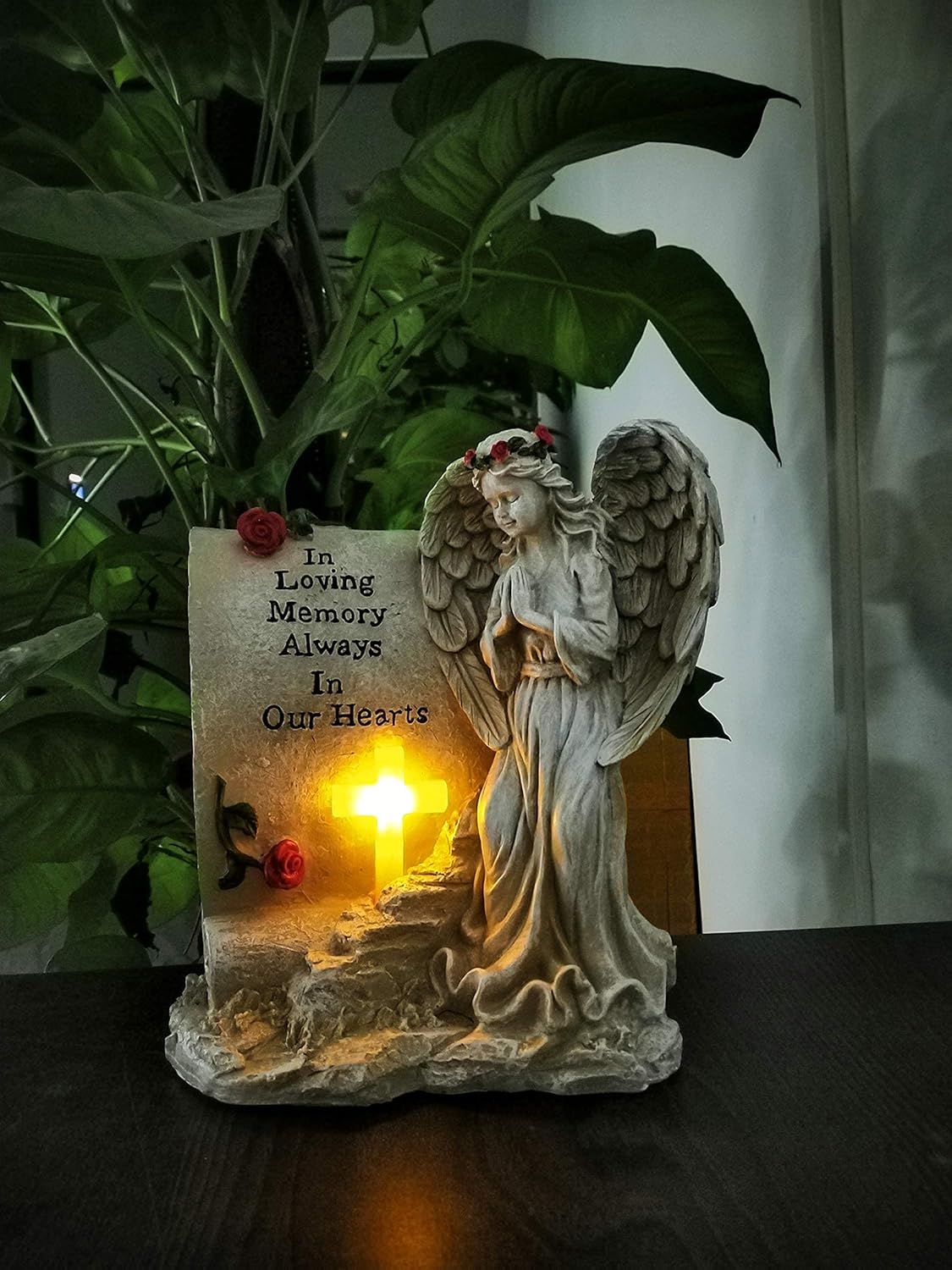 Malister Memorial Gifts - Garden Angel Statue Sympathy Gift with Solar Led Light, Bereavement