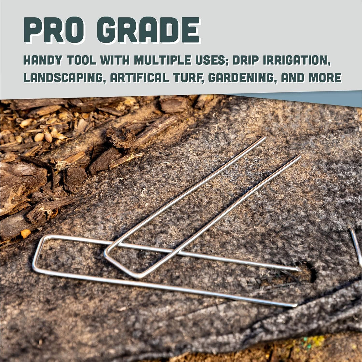 Squirrel Products Galvanized Steel Redrawn Garden Stakes, 6 Inch Lawn Staples, 11 Gauge Stakes
