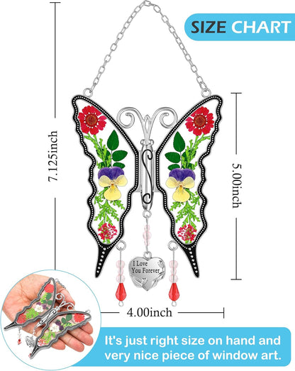 KY&BOSAM Butterfly Suncatcher I Love You Friend Stained Glass Butterfly Suncatchers Hanging for