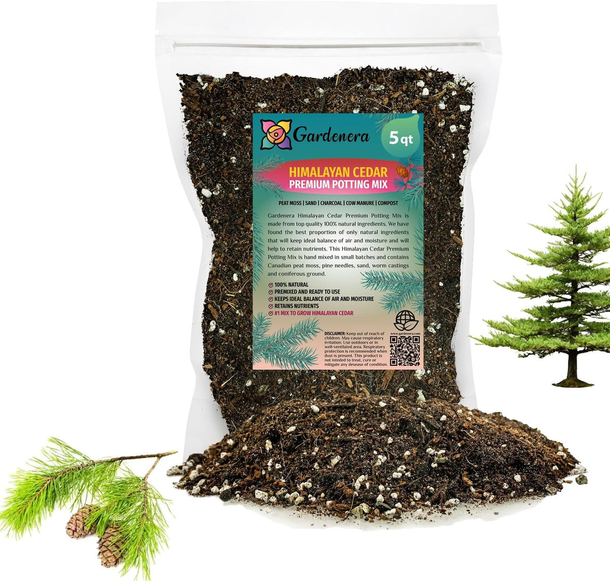 Gardenera Premium Himalayan Cedar Potting Soil Mix - Perfect Balance of Nutrients, Drainage, and