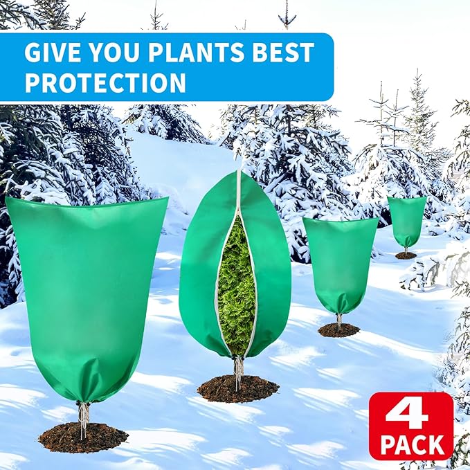4 Pack Plant Covers Freeze Protection(71" x 47.3"),2.82 oz/sq yd Non-Woven Fabric,Frost Covers with