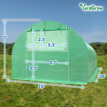 YardGrow Greenhouse Replacement Cover Larger Walk in Outdoor Plant Gardening Greenhouse, 2-Doors