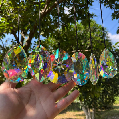 6Pcs Crystal Sun Catcher Prisms, Suncatchers for Windows Hanging, AB Colored Chandelier Crystals