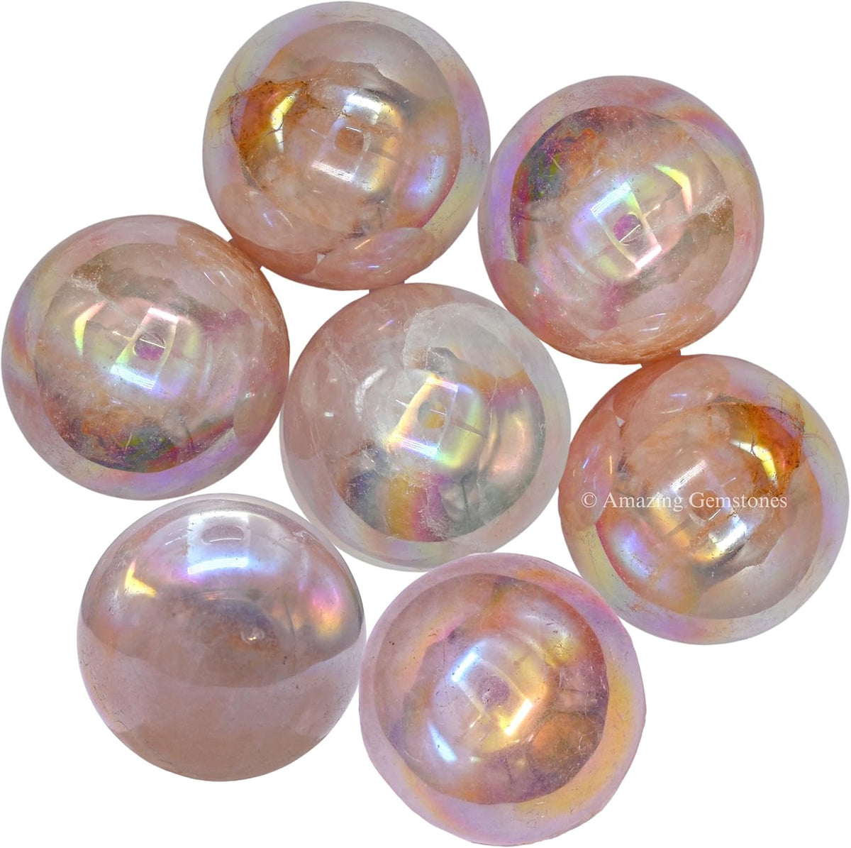 Amazing Gemstone Angel Aura Rose Quartz Crystal Ball - 1" Inches Crystal Sphere Meditation Balls