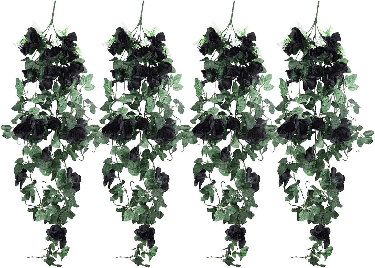 RECUTMS Artificial Rose Vine Hanging Plants 4Pieces 3.3Ft Flowers for Home Room Garden Wedding