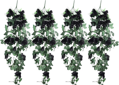 RECUTMS Artificial Rose Vine Hanging Plants 4Pieces 3.3Ft Flowers for Home Room Garden Wedding