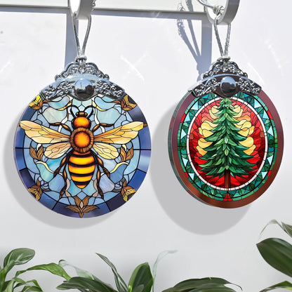 Stained Glass Christmas Ornaments, Jocidea Ornaments for Christmas Tree, Christmas Tree Decor
