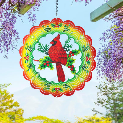 Cardinal Wind Spinners Cardinal Gifts for Women/Men 12 inch 3D Stainless Steel Hanging Wind Spinner