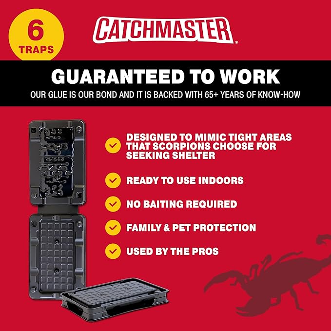 Catchmaster Scorpion Glue Tray Traps 6-Pack, Adhesive Scorpion Killer for Home, Simple Insect Traps