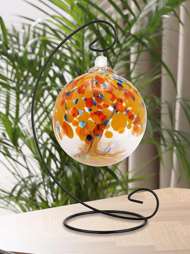 Dale Tiffany AC25005-D4 Rainbow Tree of Life Hand Blown Art Glass Ornament Witch Globe Gazing Ball
