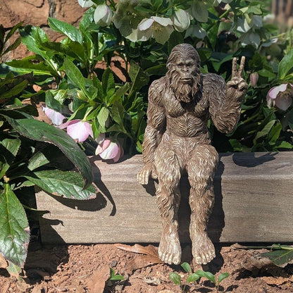 John Bernard & Company Bigfoot Peace Sign Decorative Sasquatch Yeti Statue/Figurine Indoor/Outdoor
