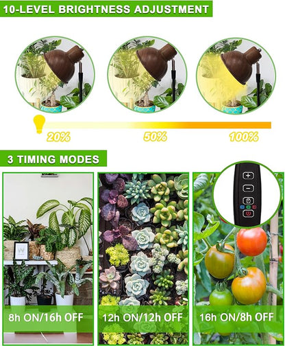 yadoker Plant Grow Light for Indoor Plant, Walnut Wood Grain LED Grow Light,Elevating Plant